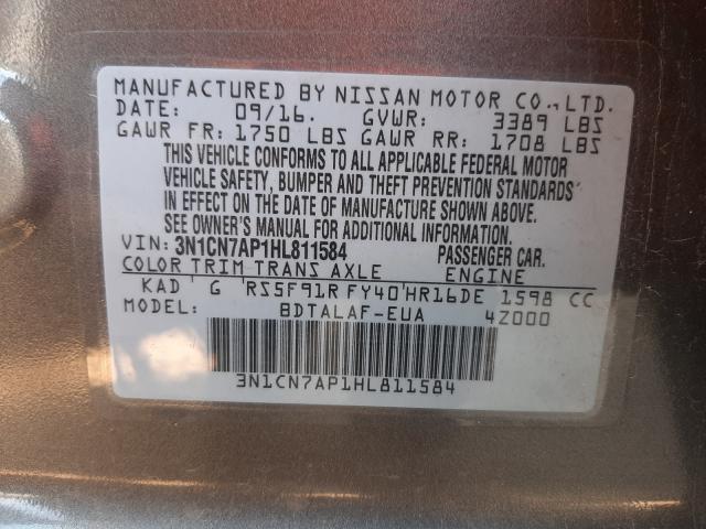 Photo 9 VIN: 3N1CN7AP1HL811584 - NISSAN VERSA S 