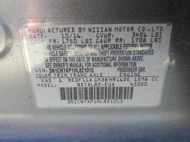 Photo 11 VIN: 3N1CN7AP1HL821015 - NISSAN VERSA S 