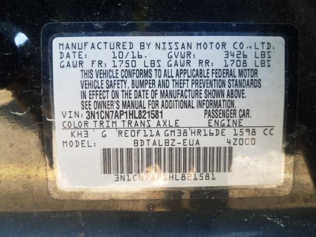 Photo 9 VIN: 3N1CN7AP1HL821581 - NISSAN VERSA S 