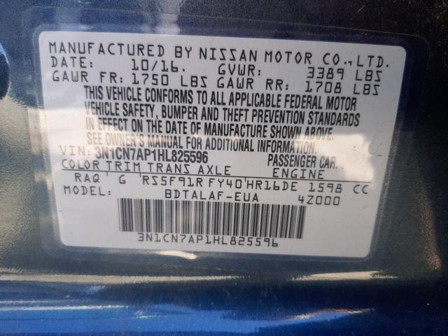 Photo 11 VIN: 3N1CN7AP1HL825596 - NISSAN VERSA S 