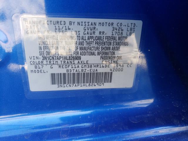 Photo 9 VIN: 3N1CN7AP1HL826909 - NISSAN VERSA S 