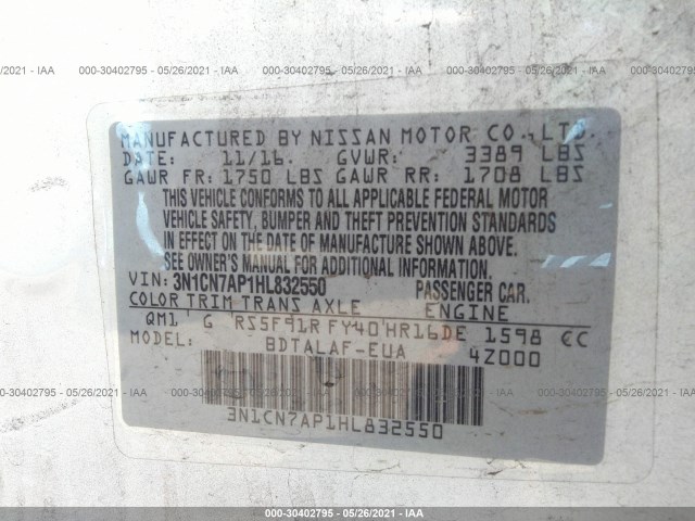 Photo 8 VIN: 3N1CN7AP1HL832550 - NISSAN VERSA SEDAN 