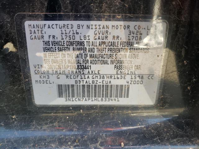 Photo 9 VIN: 3N1CN7AP1HL833441 - NISSAN VERSA S 