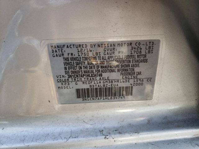 Photo 9 VIN: 3N1CN7AP1HL834749 - NISSAN VERSA S 