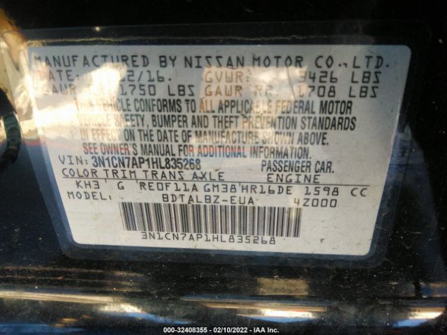 Photo 8 VIN: 3N1CN7AP1HL835268 - NISSAN VERSA SEDAN 