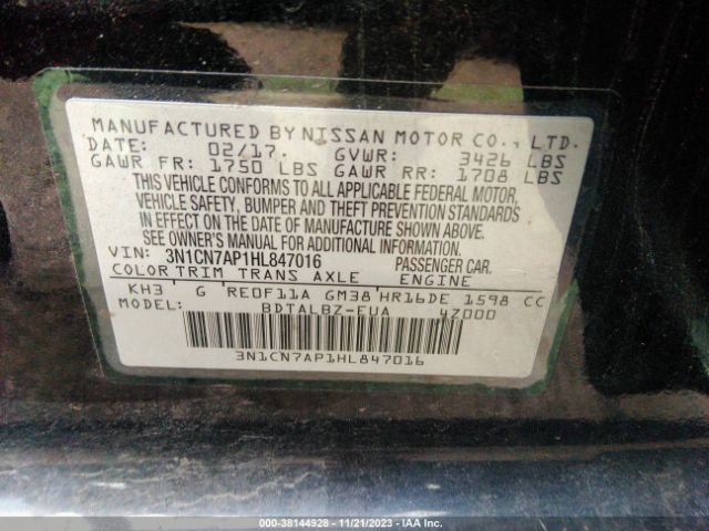 Photo 8 VIN: 3N1CN7AP1HL847016 - NISSAN VERSA 