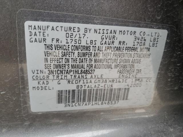 Photo 11 VIN: 3N1CN7AP1HL848537 - NISSAN VERSA S 