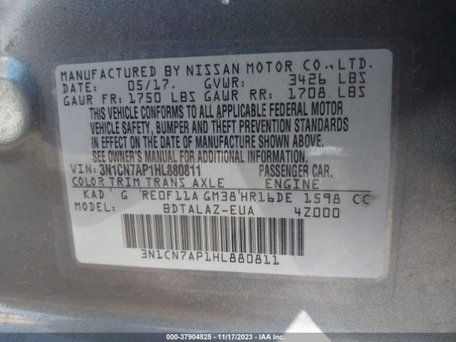 Photo 8 VIN: 3N1CN7AP1HL880811 - NISSAN VERSA 