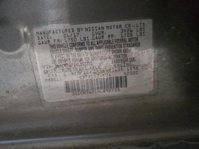 Photo 9 VIN: 3N1CN7AP1HL892733 - NISSAN VERSA S 