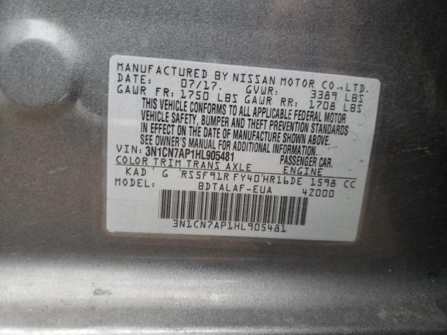 Photo 11 VIN: 3N1CN7AP1HL905481 - NISSAN VERSA 