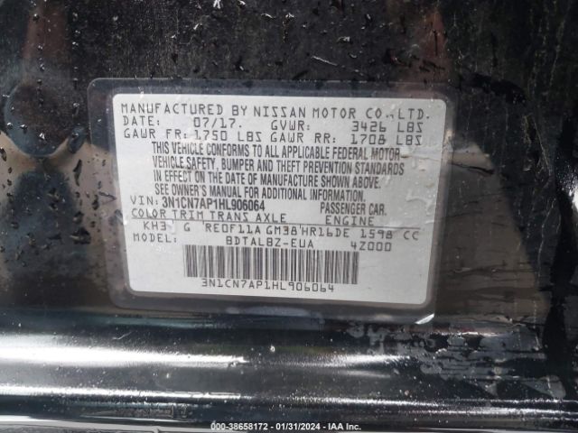 Photo 8 VIN: 3N1CN7AP1HL906064 - NISSAN VERSA 