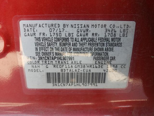 Photo 9 VIN: 3N1CN7AP1HL907991 - NISSAN VERSA S 