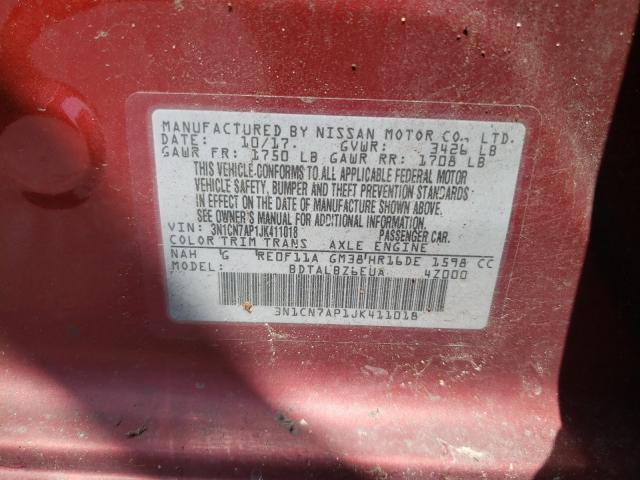 Photo 9 VIN: 3N1CN7AP1JK411018 - NISSAN VERSA S 