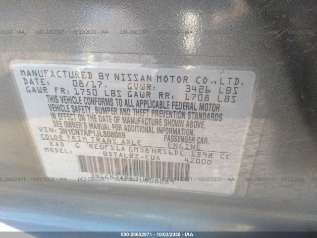 Photo 8 VIN: 3N1CN7AP1JL808089 - NISSAN VERSA SEDAN 