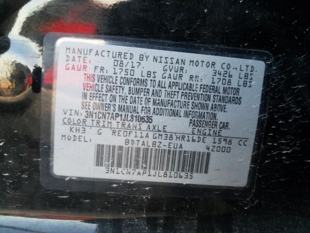 Photo 9 VIN: 3N1CN7AP1JL810635 - NISSAN VERSA S 