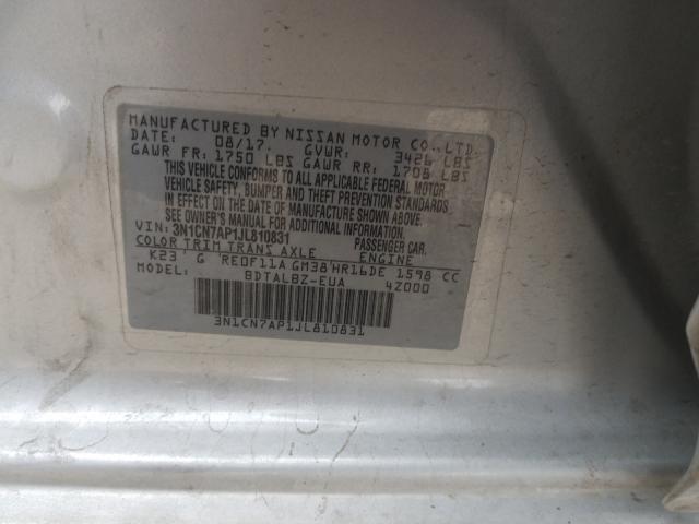 Photo 9 VIN: 3N1CN7AP1JL810831 - NISSAN VERSA S 