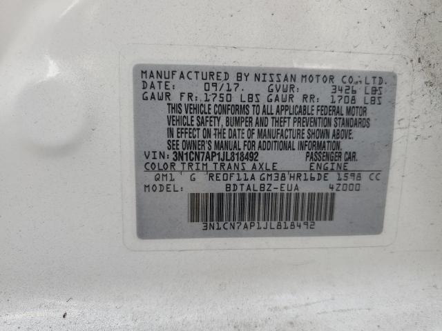 Photo 12 VIN: 3N1CN7AP1JL818492 - NISSAN VERSA S 