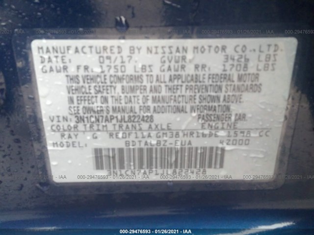 Photo 8 VIN: 3N1CN7AP1JL822428 - NISSAN VERSA SEDAN 