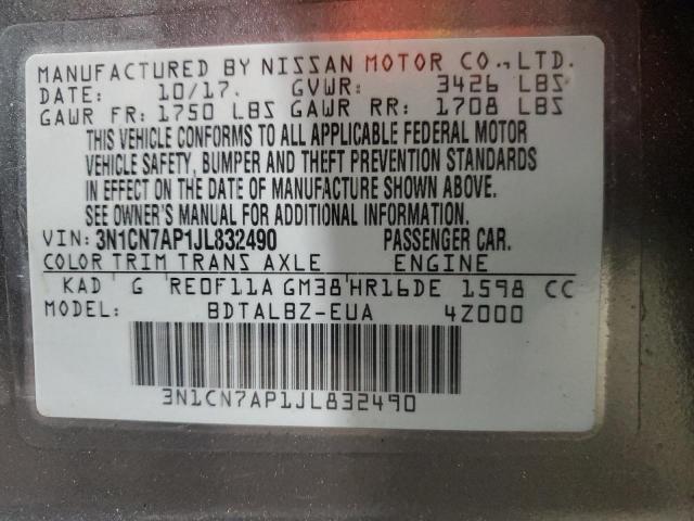 Photo 12 VIN: 3N1CN7AP1JL832490 - NISSAN VERSA S 