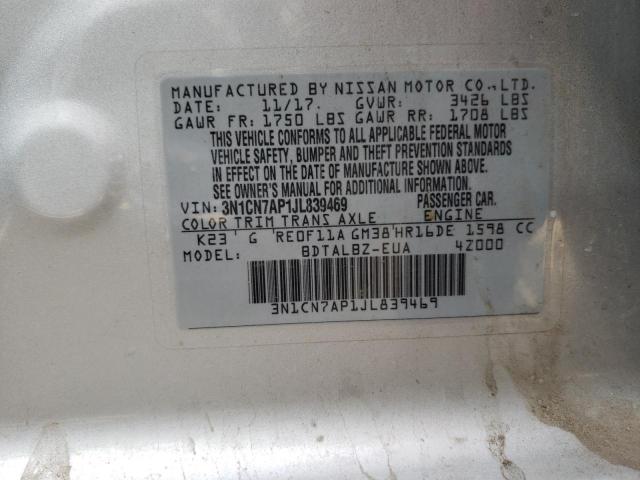 Photo 11 VIN: 3N1CN7AP1JL839469 - NISSAN VERSA S 