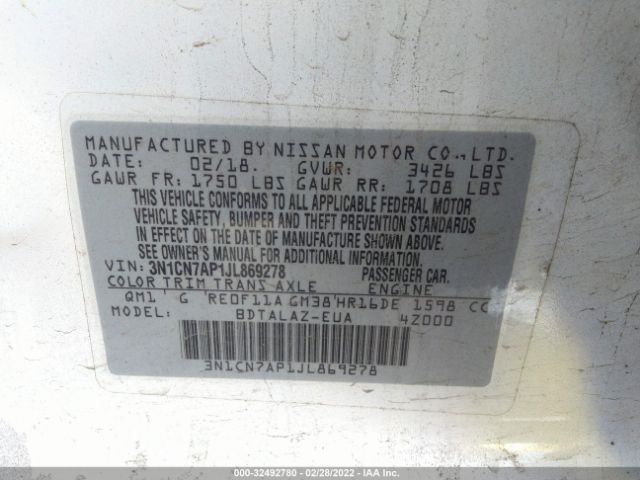 Photo 8 VIN: 3N1CN7AP1JL869278 - NISSAN VERSA SEDAN 