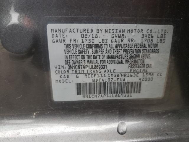 Photo 9 VIN: 3N1CN7AP1JL869331 - NISSAN VERSA S 