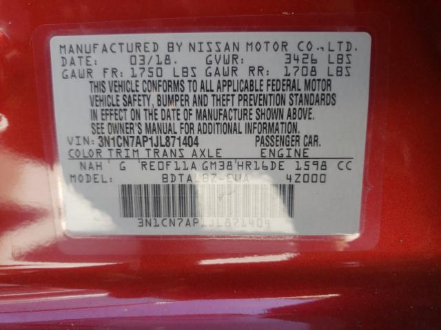 Photo 9 VIN: 3N1CN7AP1JL871404 - NISSAN VERSA S 