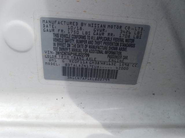 Photo 9 VIN: 3N1CN7AP1KL822799 - NISSAN VERSA S 