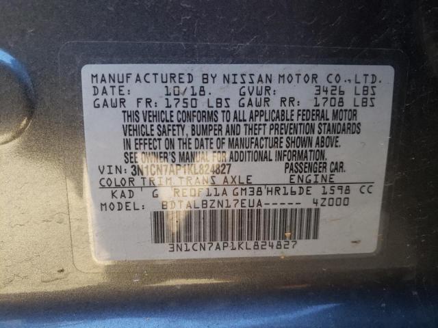 Photo 9 VIN: 3N1CN7AP1KL824827 - NISSAN VERSA S 