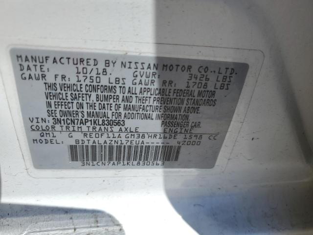 Photo 11 VIN: 3N1CN7AP1KL830563 - NISSAN VERSA 