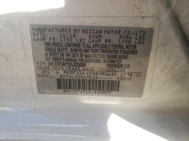 Photo 9 VIN: 3N1CN7AP1KL833009 - NISSAN VERSA S 