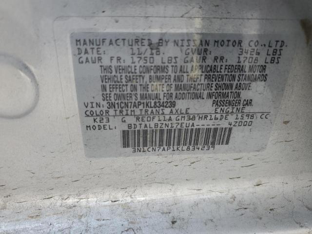 Photo 11 VIN: 3N1CN7AP1KL834239 - NISSAN VERSA 