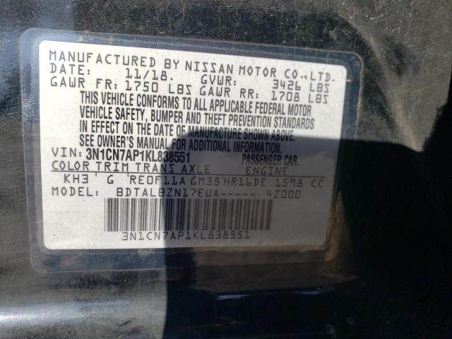 Photo 11 VIN: 3N1CN7AP1KL838551 - NISSAN VERSA S 