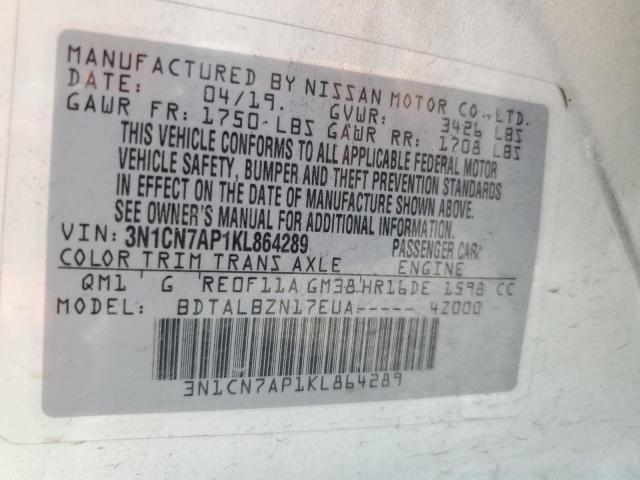 Photo 12 VIN: 3N1CN7AP1KL864289 - NISSAN VERSA 