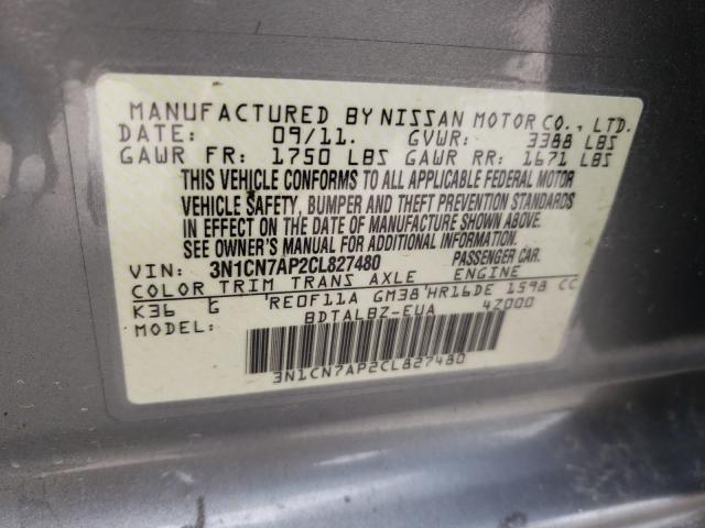 Photo 9 VIN: 3N1CN7AP2CL827480 - NISSAN VERSA S 