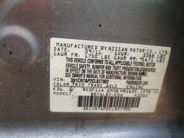 Photo 9 VIN: 3N1CN7AP2CL827902 - NISSAN VERSA S 