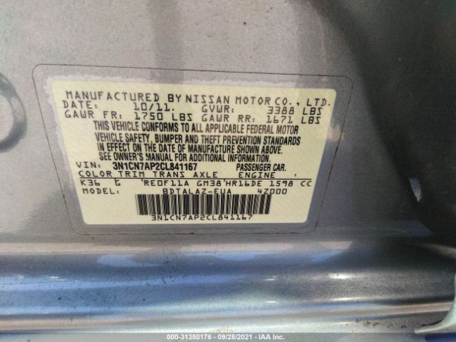 Photo 8 VIN: 3N1CN7AP2CL841167 - NISSAN VERSA 