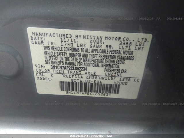 Photo 8 VIN: 3N1CN7AP2CL852234 - NISSAN VERSA 