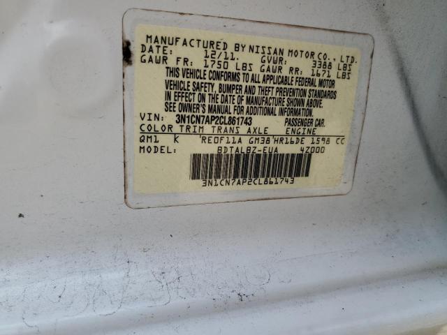 Photo 11 VIN: 3N1CN7AP2CL861743 - NISSAN VERSA 