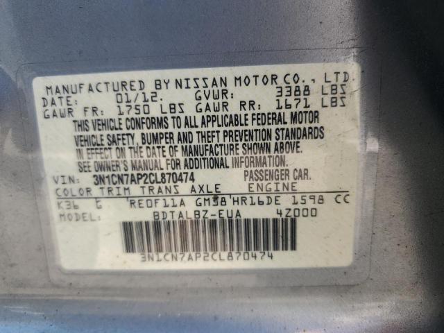 Photo 11 VIN: 3N1CN7AP2CL870474 - NISSAN VERSA 