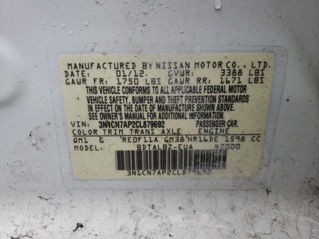 Photo 9 VIN: 3N1CN7AP2CL879692 - NISSAN VERSA S 