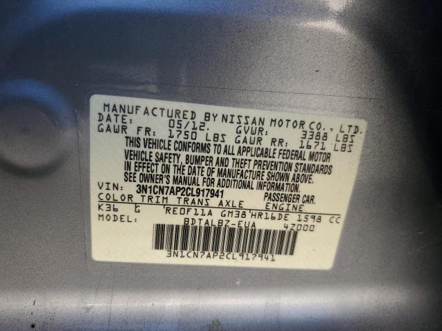 Photo 11 VIN: 3N1CN7AP2CL917941 - NISSAN VERSA S 