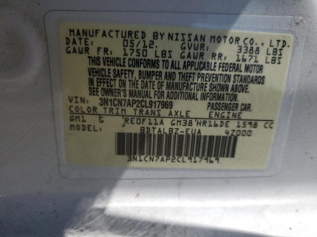 Photo 12 VIN: 3N1CN7AP2CL917969 - NISSAN VERSA S 