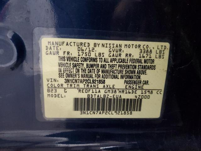 Photo 12 VIN: 3N1CN7AP2CL921858 - NISSAN VERSA S 