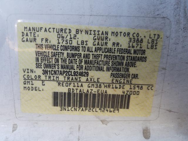 Photo 9 VIN: 3N1CN7AP2CL924629 - NISSAN VERSA S 