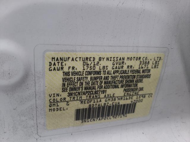 Photo 9 VIN: 3N1CN7AP2CL927191 - NISSAN VERSA S 