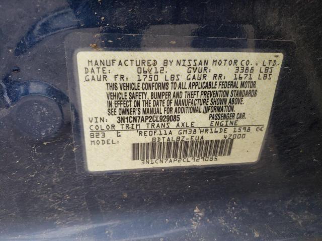 Photo 9 VIN: 3N1CN7AP2CL929085 - NISSAN VERSA S 