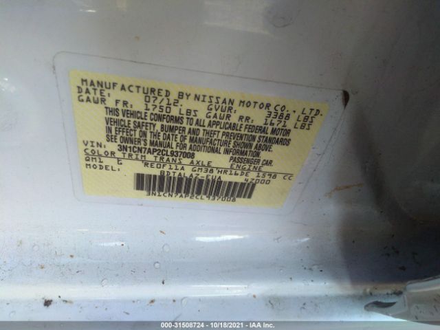 Photo 8 VIN: 3N1CN7AP2CL937008 - NISSAN VERSA 