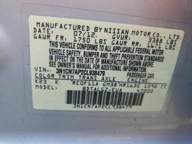 Photo 11 VIN: 3N1CN7AP2CL938479 - NISSAN VERSA S 