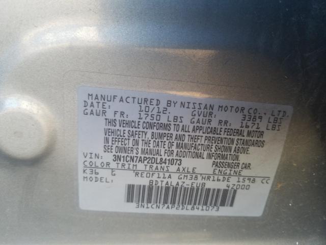 Photo 9 VIN: 3N1CN7AP2DL841073 - NISSAN VERSA S 